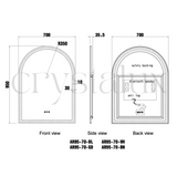 LED Arch Vanity Mirror Framed | 950 x 700